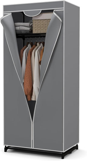Fabric Wardrobe Portable Single Clothes Closet w/Hanging Rail