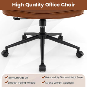 Ergonomic Home Office Chair, Mid Century Modern Computer Desk Chair w/ Wide Tufted Seat