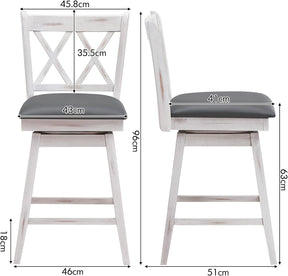 Giantex Set of 2 Bar Stool, Counter Height Barstool W/Foot Rest Upholstered Cushion