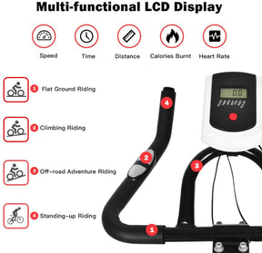 Indoor Adjustable Exercise Bike Cycling Training Bicycle with Adjustable Resistance for Cardio Fitness