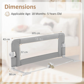 Foldable Bed Rail for Toddlers, Baby Bed Rail Guard w/ Detachable Oxford Fabric Cover & Additional Y-shaped Strap
