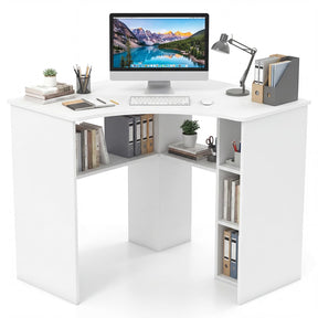 Corner Desk, Triangle Computer Desk with Storage Shelves