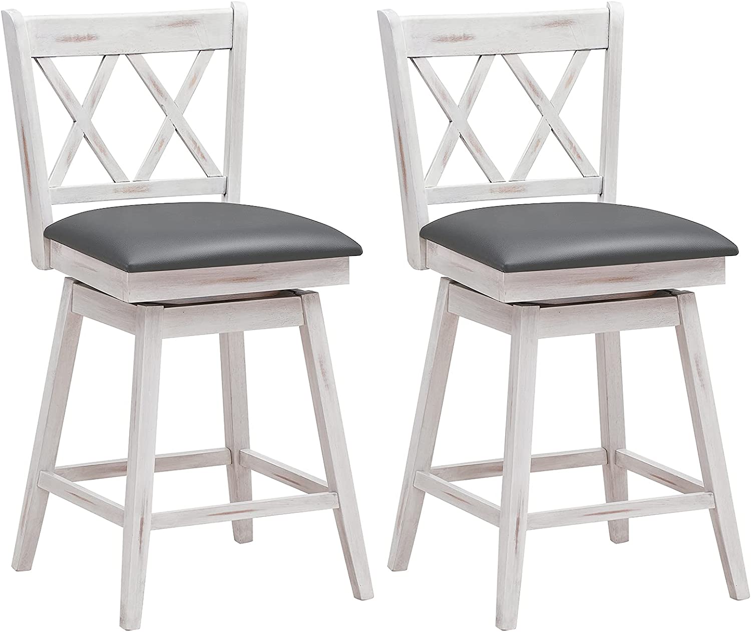 Giantex Set of 2 Bar Stool, Counter Height Barstool W/Foot Rest Upholstered Cushion