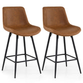 Counter Height Bar Stools Set of 2, 61 CM Bar Chairs with Backs and Footrests