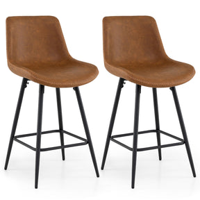 Counter Height Bar Stools Set of 2, 61 CM Bar Chairs with Backs and Footrests