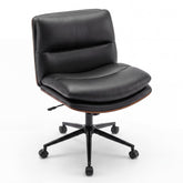 Vanity Office Chair with Wheels, Height Adjustable Swivel Task Chair w/ Curved Backrest & Padded Seat