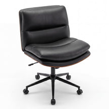 Vanity Office Chair with Wheels, Height Adjustable Swivel Task Chair w/ Curved Backrest & Padded Seat