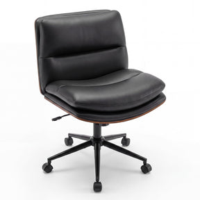 Vanity Office Chair with Wheels, Height Adjustable Swivel Task Chair w/ Curved Backrest & Padded Seat