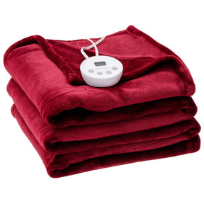62 x 84 Inch Twin Size Electric Heated Throw Blanket with Timer and 10 Heating Levels