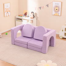 8-Piece Modular Kids Sofa Play Couch, Convertible Climb & Crawl Foam Playset with Comfy Suede Fabric