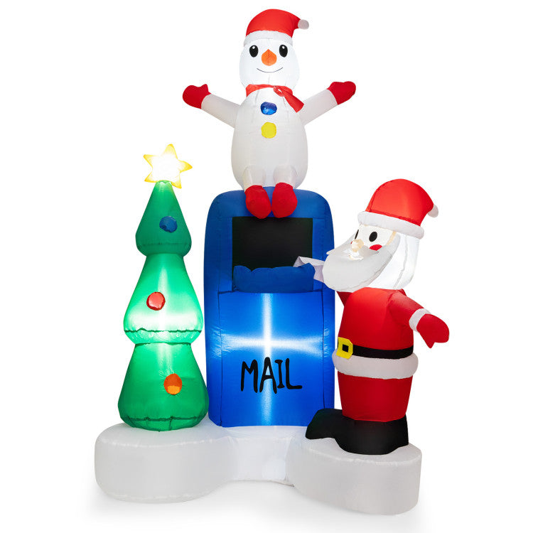 6 Feet Christmas Inflatable Mailbox Santa Claus Snowman Christmas Tree with LED Light