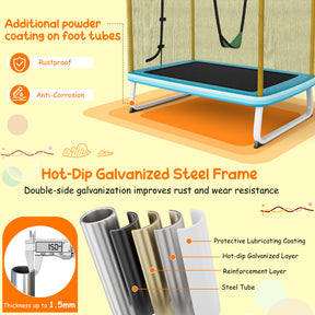 6 Feet Rectangle Trampoline with Removable Swing and Safety Net