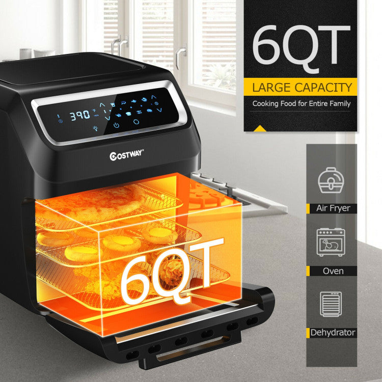 6QT 1700W 8-In-1 Electric Air Fryer with LED Touch Screen & 6 Accessories