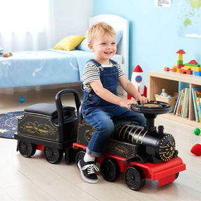 Ride on Train with Carriage, 6V 2-Seater Battery Powered Ride on Toy with Under-Seat Storage