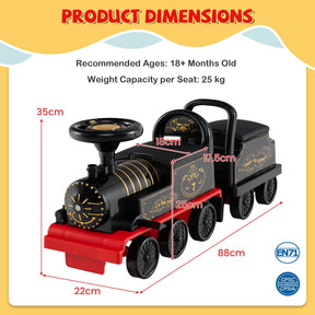 Ride on Train with Carriage, 6V 2-Seater Battery Powered Ride on Toy with Under-Seat Storage