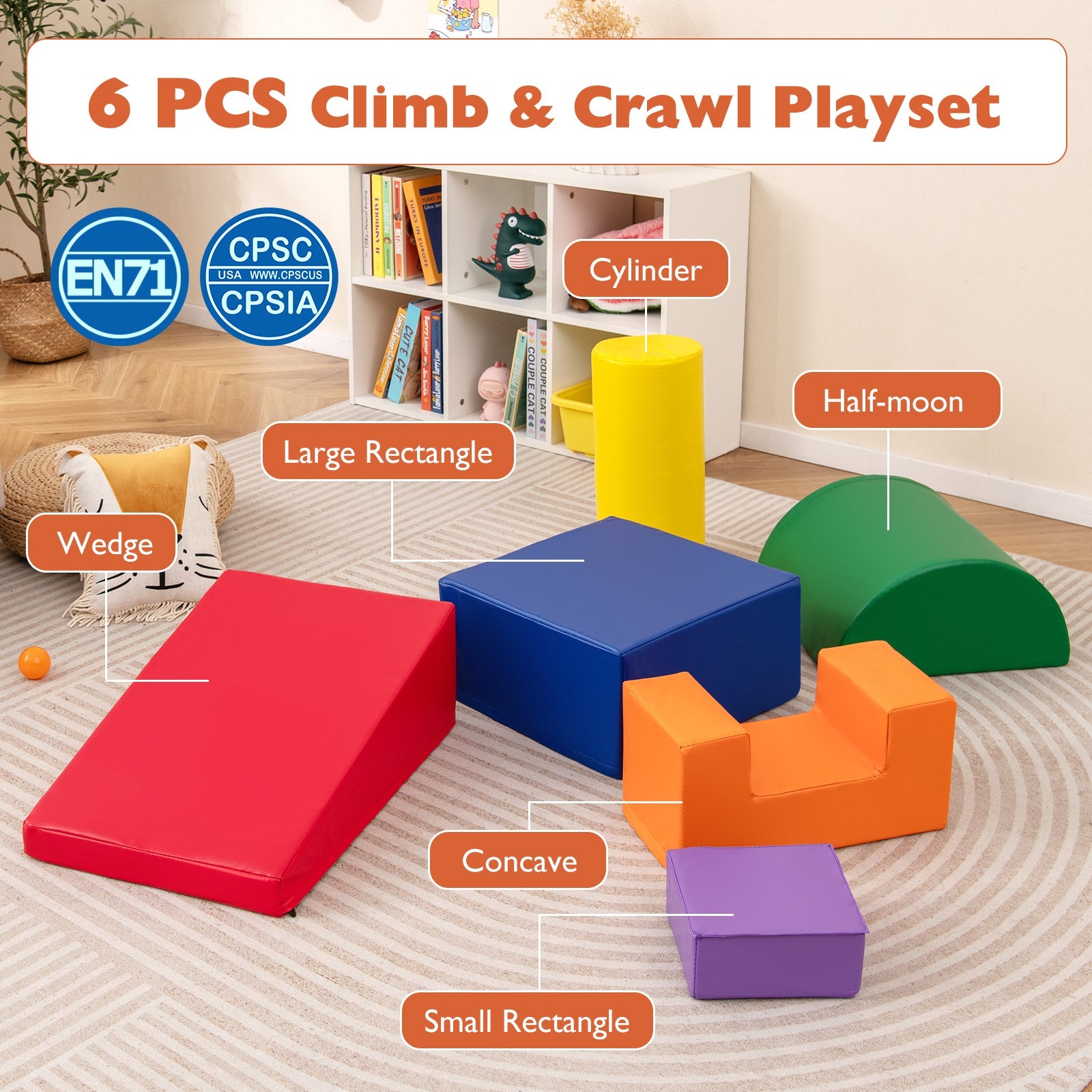 BABY JOY 6PCS Kids Crawl & Climb Foam Play Set