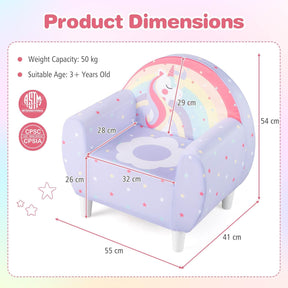 Kids Sofa Toddler Upholstered Armchair Unicorn Children Reading Chair