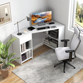 L-Shaped Computer Desk w/ Storage Compact Corner Executive Desk Writing Desk