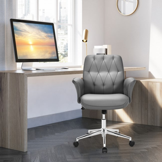 Chairliving - PU Leather Adjustable Swivel with Armrest Home Office Leisure Chair