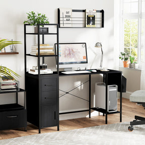 Office Desk w/ LED Light & Power Outlets Computer Desk