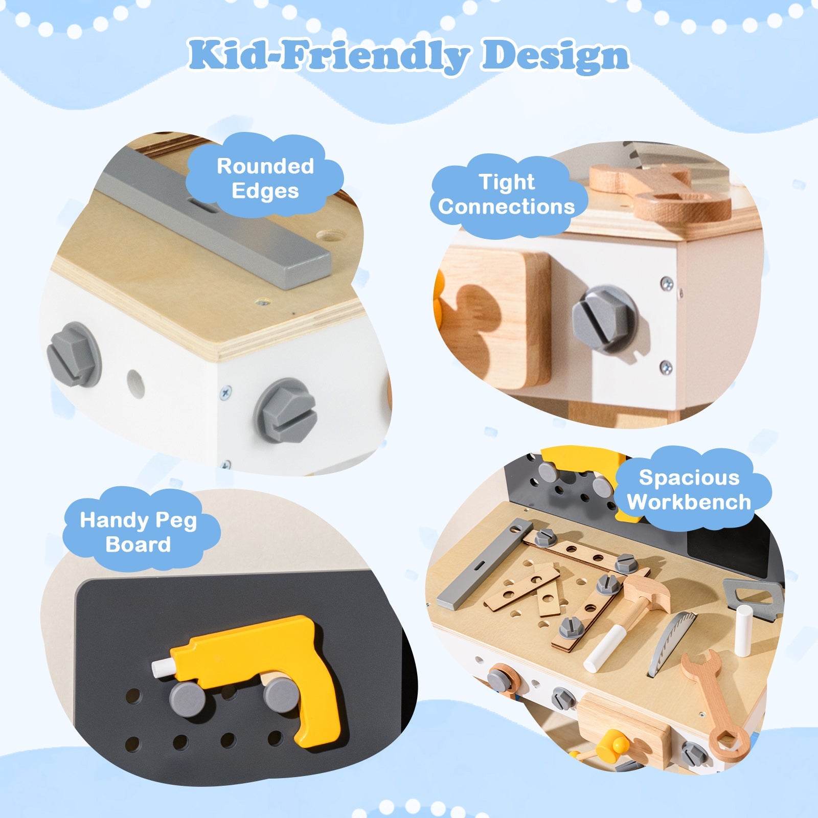 Tool Bench for Kids, Montessori Educational Toddler Construction Toys Gift for 3+ Years Old Boys Girls