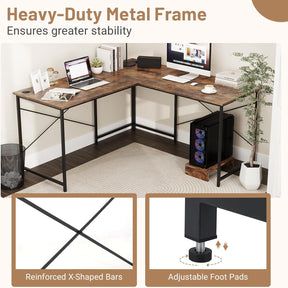 Giantex 150 cm Reversible L-Shaped Desk with Built-in Power Strip