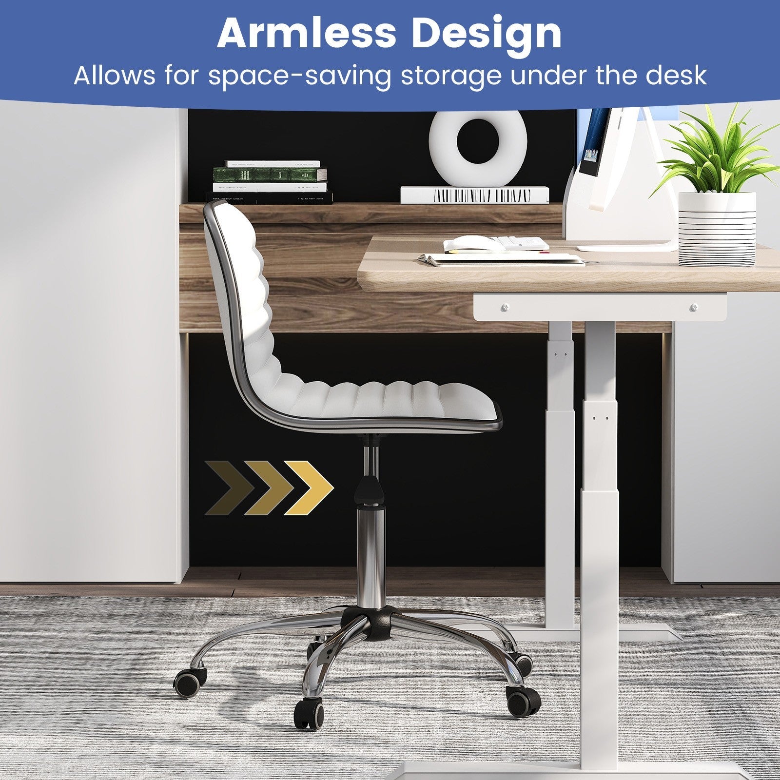 Task Chair Adjustable Office Chair w/ Swivel Seat Upholstered Computer Desk