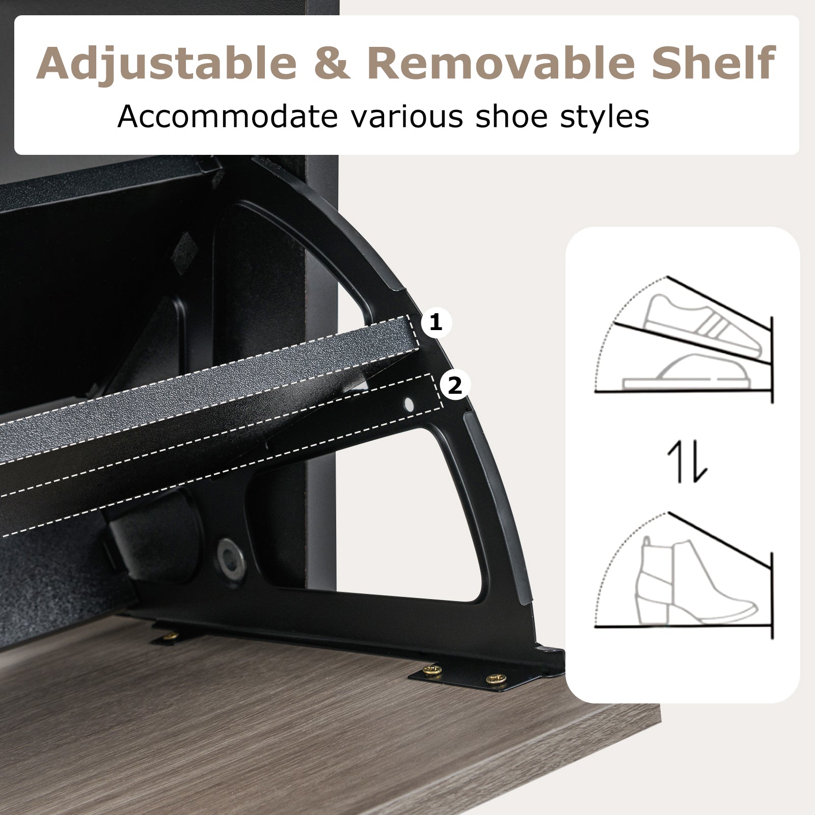 Shoe Storage Cabinet with 2 Flip Drawers, Slim Hidden Narrow Shoe Organizer