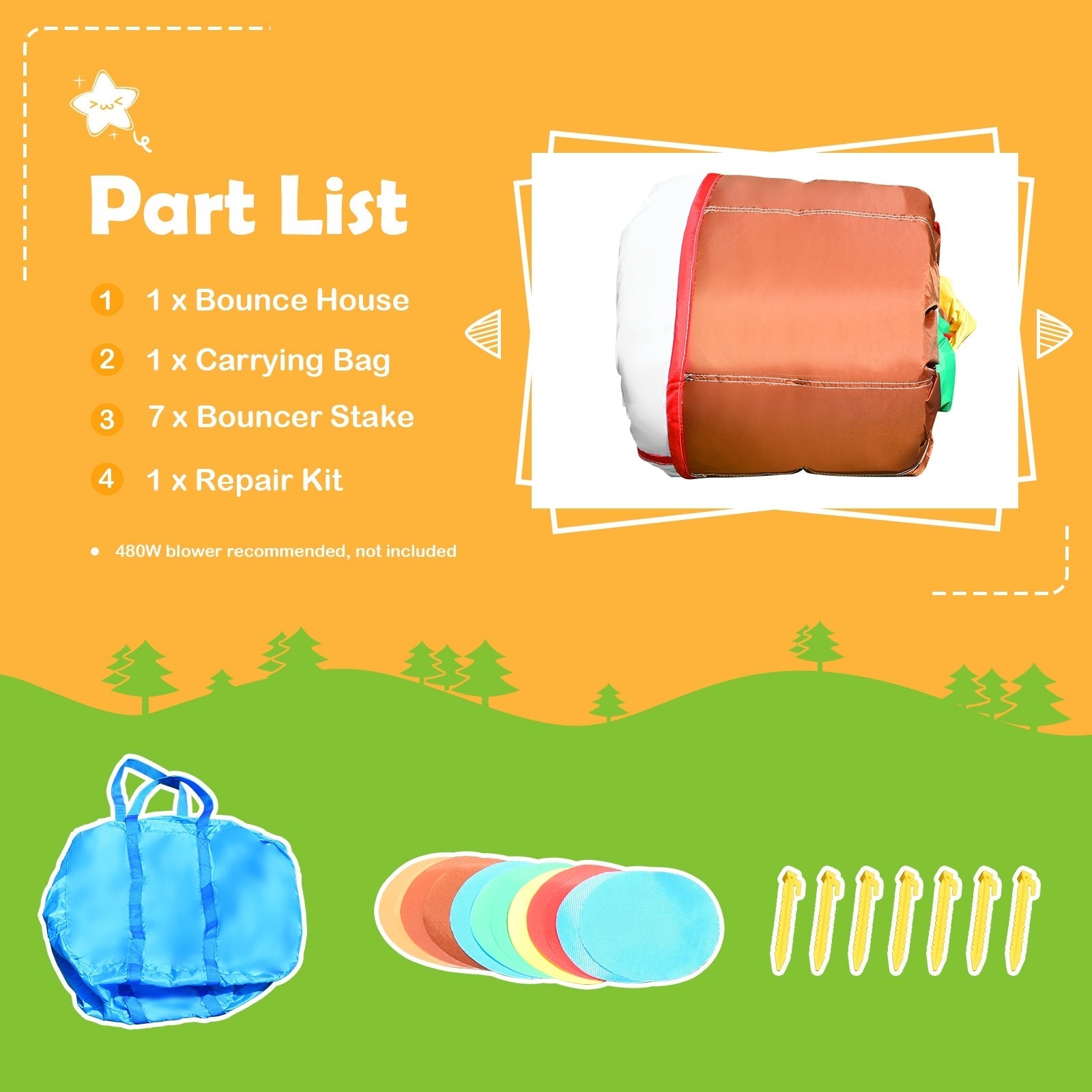 Kids Inflatable Bounce House Jumping Castle Slide Climber Bouncer Without Blower