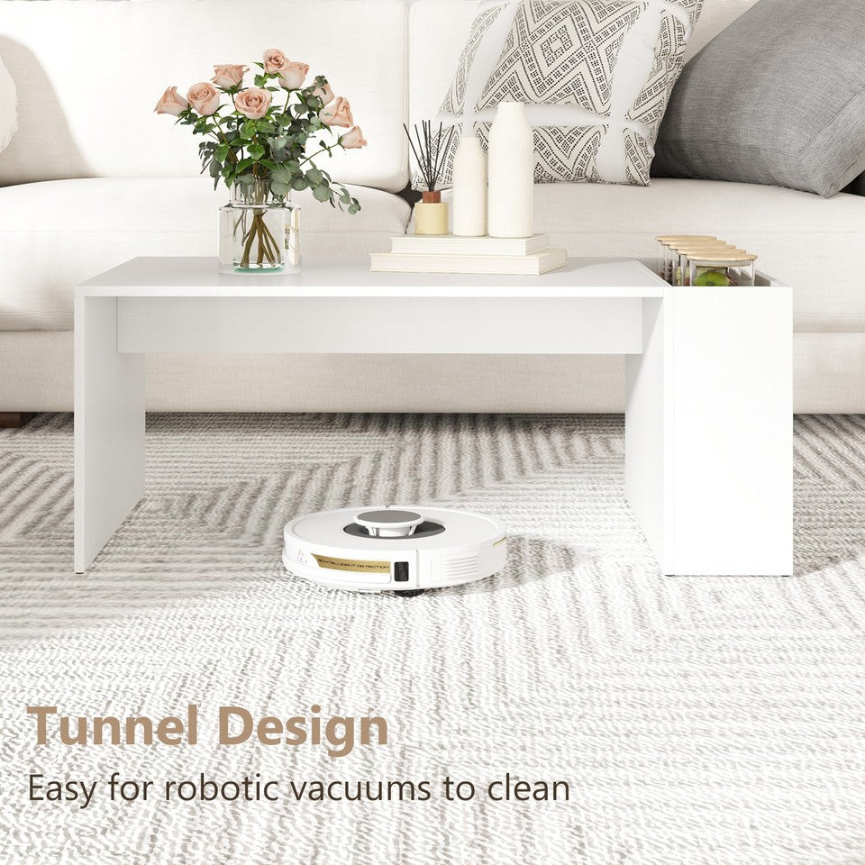 Coffee Table w/ Double-Layer Storage Space Modern Center Table for Living Room