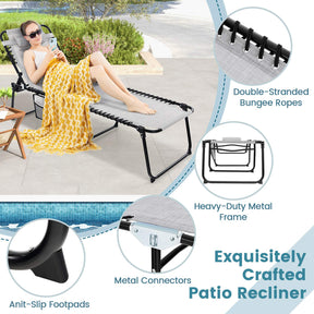 Patio Folding Chaise Lounge with 4-Level Backrest & Detachable Headrest Outdoor（70cm）