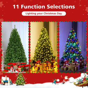 Pre-Lit Artificial Christmas Tree with Multicolored 150 LED Lights and Metal Stand