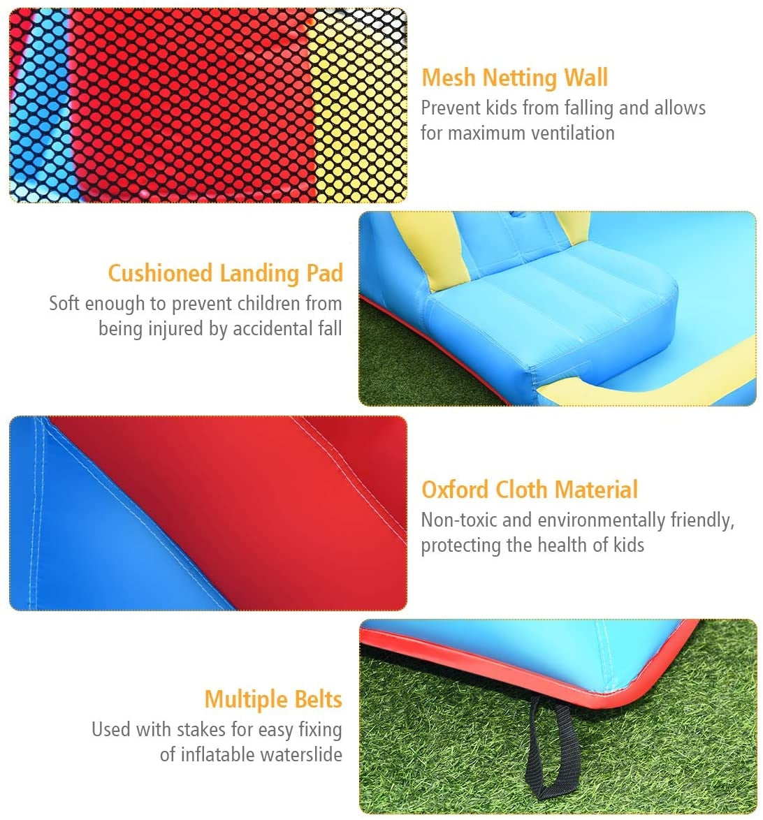 Inflatable Water Slide Bounce House with Water Cannon and Air Blower