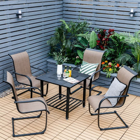 31" Multifunctional Outdoor Fire Pit Patio Fireplace Dining Table with BBQ Grate