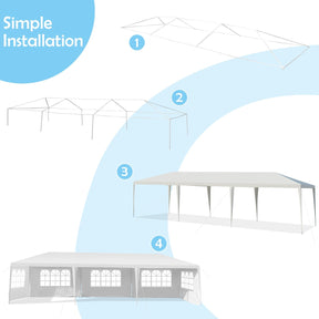 10 x 30 Feet Gazebo Canopy with 5 Removable Sidewalls for Outdoor Party Wedding