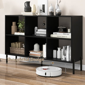 6-Cube Wooden Open Bookshelf with 5 Metal Legs