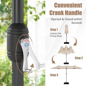 4 m Double-Sided Patio Umbrella with Base & Solar Lights