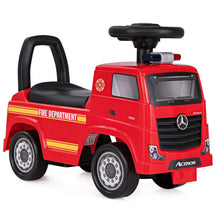 Mercedes-Benz Licensed Kids' Ride On Truck, Foot-to-Floor Push Fire Engine w/ Music & Horn, Sit & Scoot Toy w/ Steering Wheel & Hidden Storage Space, Perfect Gift for 2+ Boys & Girls, Red