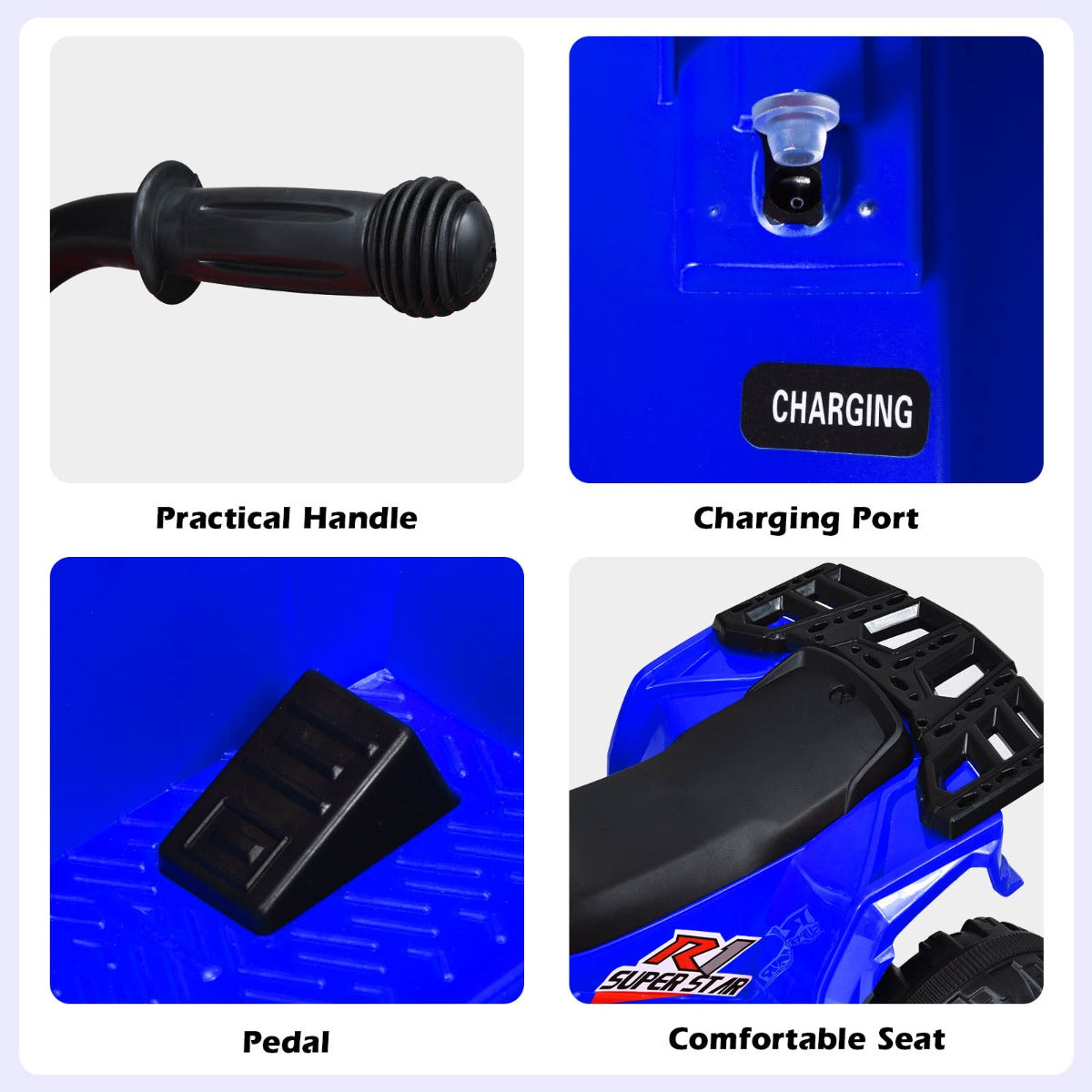 6V Battery Powered Kids ATV with 4 Anti-skid Wheels Music Player