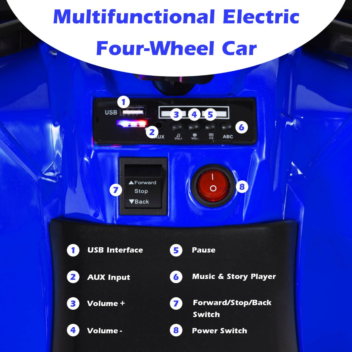 6V Battery Powered Kids ATV with 4 Anti-skid Wheels Music Player