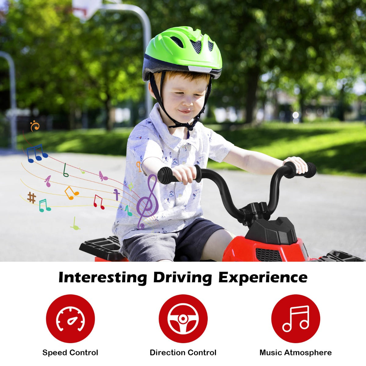 6V Battery Powered Kids ATV with 4 Anti-skid Wheels Music Player