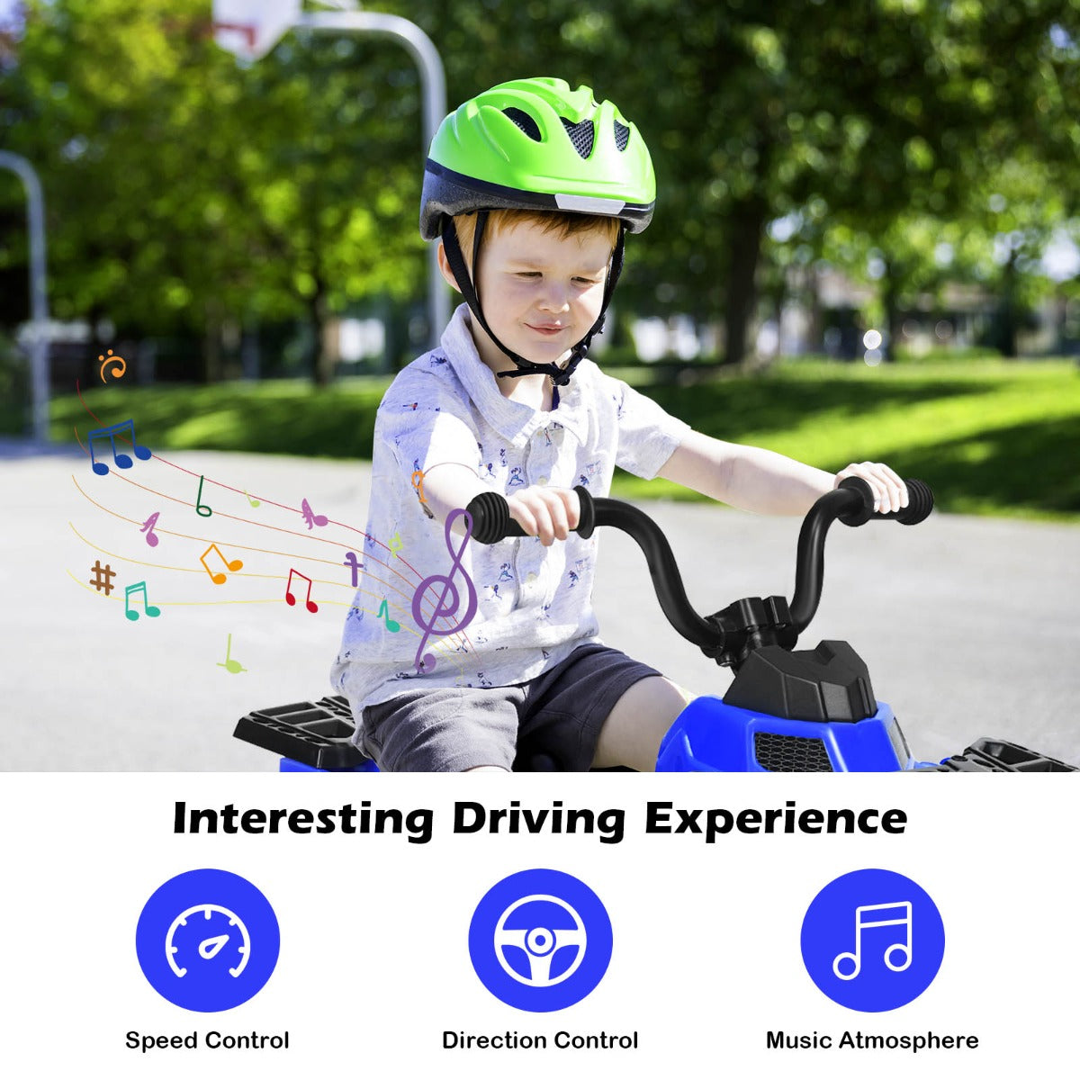 6V Battery Powered Kids ATV with 4 Anti-skid Wheels Music Player