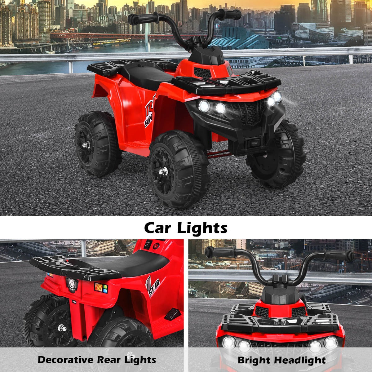6V Battery Powered Kids ATV with 4 Anti-skid Wheels Music Player