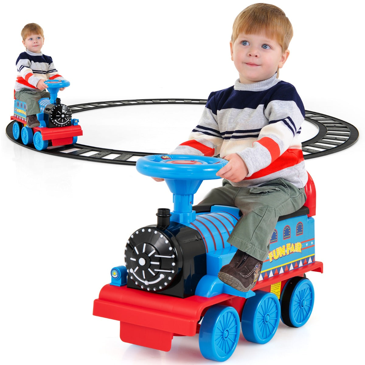 6V Electric Kids Ride On Train Toy with Track & 6 Wheels