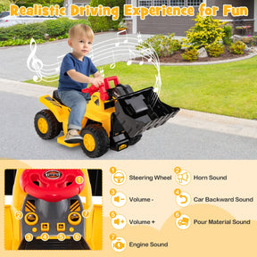 6V Kids Electric Construction Vehicle with Controllable Digging Bucket