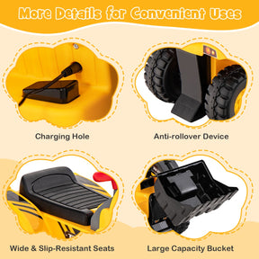 6V Kids Electric Construction Vehicle with Controllable Digging Bucket