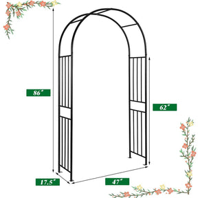 7.2FT Metal Garden Arch Arbor, Heavy Duty Steel Outdoor Arch Trellis with Stakes for Climbing Plants, Bridal Party Wedding Decoration