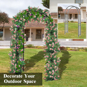 7.2FT Metal Garden Arch Arbor, Heavy Duty Steel Outdoor Arch Trellis with Stakes for Climbing Plants, Bridal Party Wedding Decoration