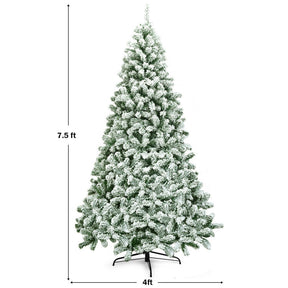 7.5 Feet Detachable  Snow Flocked Artificial Christmas Tree Hinged with Foldable Base