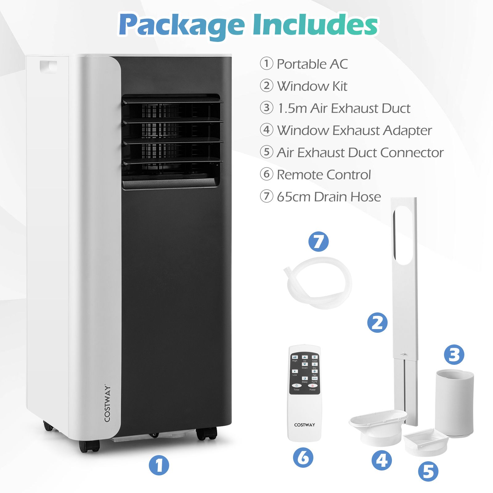 7000 BTU Portable Air Conditioner 3-in-1 with Fan and Dehumidifier